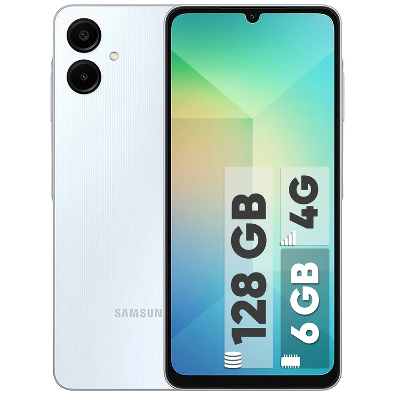 گوشی موبایل سامسونگ مدل Galaxy A06 دو سیم کارت ظرفیت 128 گیگابایت و رم 6 گیگابایت - چین - دارای 18 ماه گارانتی شرکتی و ریجستر شده